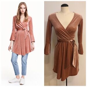 H&M velvet wrap style dress. Dusty rose. Size 2.
